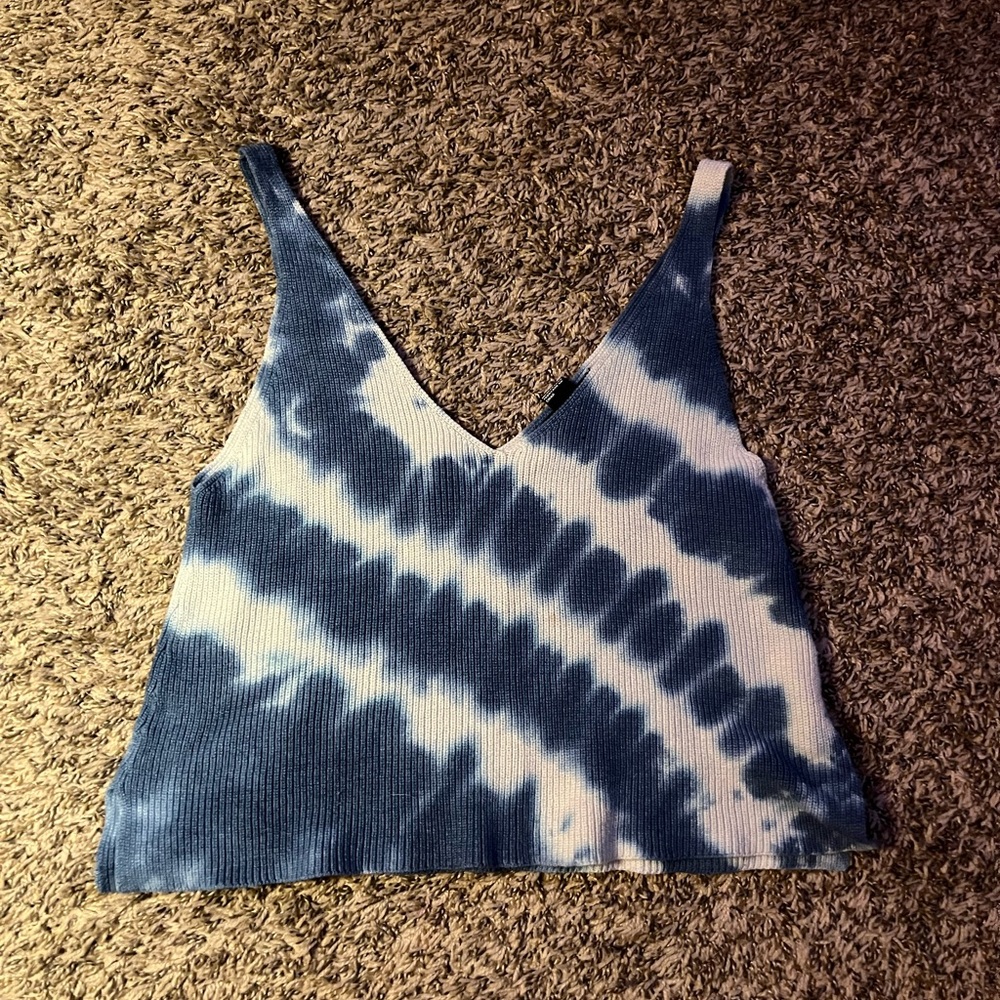 Blue and White Crop Tank
